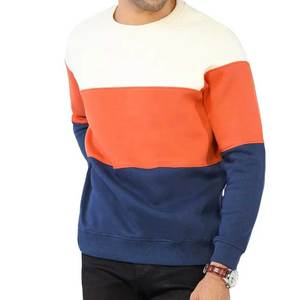 Sweat-shirt en molleton de coton premium, patchwork multicolore, tissu doux, broderie de logo personnalisée, sweat-shirt basique - Product Image 4