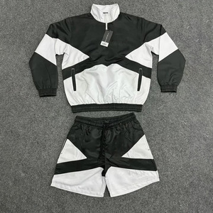 Conjunto de Chaqueta y Pantalones Cortos Cortavientos con Bloques de Color Personalizados al por Mayor para Hombre y Mujer, Verano 2025, Chaqueta y Pantalones Cortos de Nailon, Tallas Grandes - Product Image 2