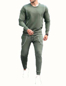 Vente en gros OEM Survêtement de gymnastique pour hommes Ensemble de survêtement en coton noir Costumes de jogging pour hommes Ensemble 2 pièces avec logo personnalisé - Product Image 4