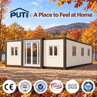 Maison conteneur modulaire pliable en acier robuste de 30 à 40 pieds, résistante aux intempéries, installation rapide, extensible