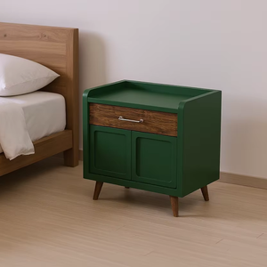 Nightstand สีเขียวมะกอกไม้สักจริงสำหรับเฟอร์นิเจอร์บ้านเฟอร์นิเจอร์ห้องนอน - Product Image 1