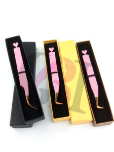 Meilleur revêtement en poudre rose clair côté arrière coeur différents Styles Extension de cils pince à épiler pointe dorée outils de beauté en acier inoxydable - Product Image 6