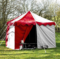 3x3 m² Tente carrée robuste pour reconstitutions médiévales, foires, camping et usage extérieur, en toile de coton 425 GSM, avec poteaux en aluminium, installation facile
