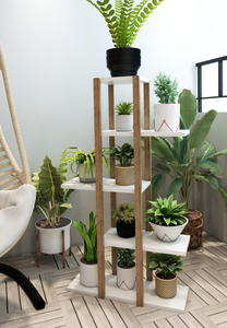 Support à plantes en bois moderne à 5 niveaux, étagère à plantes multifonctionnelle, unité de rangement décorative - Product Image 6