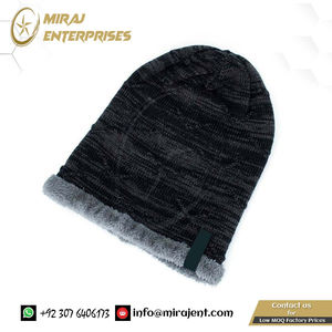 Épais et chaud et Bonnet Skullies Beanie doux bonnets tricotés coton mode hiver chapeau tricoté noir chapeaux automne chapeau - Product Image 3