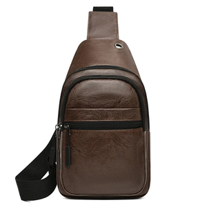 Bolso de pecho minimalista para hombre, bolso de hombro, cierre de cremallera de cuero sintético, 30 cm x 18 cm x 6 cm, impermeable, uso diario - Product Image 3