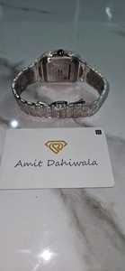 Montre de luxe pour homme, sertie de diamants moissanite brillants, mouvement à quartz rectangulaire ETA, bracelet en acier inoxydable, boîte en alliage de cristal - Product Image 4