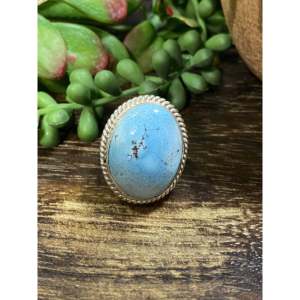 Navajo Handmade Sterling <b>Silver</b> Turquoise <b>Statement</b> <b>Ring</b> Size 7.5 - Product Image 1