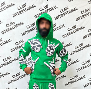 Ensemble de sweat à capuche personnalisé pour hommes, poids lourd et surdimensionné, avec pantalon de survêtement coupe-vent, saison d'automne pour les survêtements à imprimé bouffant - Product Image 2