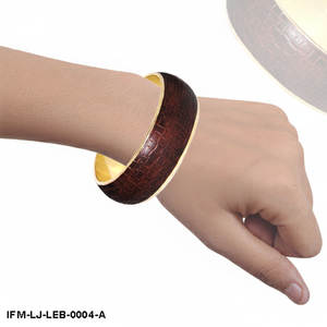 Handcrafted <b>Leather</b> and Brass Bangle Textured Brown <b>Leather</b> Inlay Gold-Tone Cuff <b>Bracelet</b> Minimalist Statement Jewelry <b>for</b> <b>Women</b> - Product Image 2