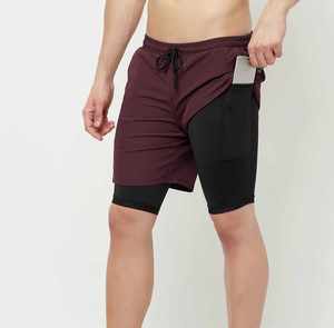 Short d'entraînement pour hommes de haute qualité 2-en-1 à séchage rapide Fitness Sports Running Wear Style décontracté Motif solide en grande taille - Product Image 6