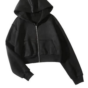 Sweat à capuche zippé de haute qualité pour femmes, sweat-shirt court tendance pour femmes, anti-boulochage, respirant, pour femmes - Product Image 2