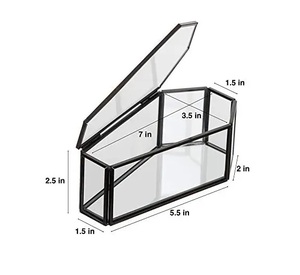 Boîte de rangement pour bijoux vintage en verre et laiton, de forme rectangulaire, sur mesure, décoration d'intérieur, vente en gros - Product Image 5