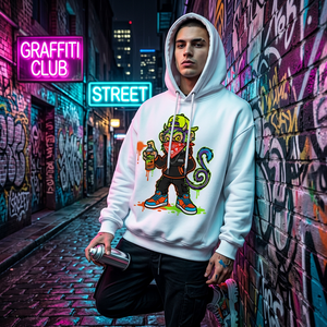 Felpa con Cappuccio Maschera <span class=keywords><strong>Scimmia</strong></span> Graffiti Artist 450g Cotone Pesante Tinta Unita Casual Effetto Sbiadito Stampa Vintage Uomo Streetwear Grafica <span class=keywords><strong>Scimmia</strong></span> - Product Image 3