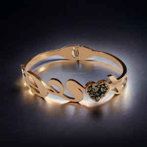 สร้อยข้อมือแบบเปิดทำจากสเตนเลสสตีลเคลือบสีทองสำหรับผู้หญิงกำไลข้อมือเพอริทเครื่องประดับคริสตัลขัดเงาสำหรับผู้หญิง - Product Image 5