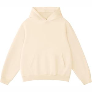 Sweat-shirt à capuche blanc crème durable, en coton mélangé épais de haute qualité, pour l'hiver, design personnalisé - Product Image 3