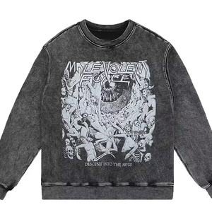 Sudadera corta de peso pesado Boxy Fit Crafted French Terry Fabric Sudadera de cuello redondo de gran tamaño personalizada Elegante lavado ácido - Product Image 1