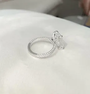 925 <b>Silver</b> 3 Ct <b>Emerald</b> Good Cut Moissanite Diamond Engagement <b>Ring</b> - Product Image 4