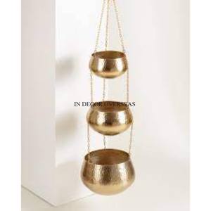 Juego de 2 Macetas Colgantes Decorativas de Alta Calidad, Chapadas en Oro, de Metal, con Aspecto Elegante para Decoración del Hogar - Product Image 6