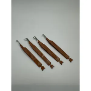 Precision Stainless Steel <b>Eyelash</b> Extension Tweezers Curved Pointed Tip for Volume <b>Application</b> - Product Image 3