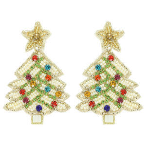 Pendientes bordados con cuentas coloridas para mujer hechos con cuentas de vidrio 100% perfectas para celebraciones de festivales tradicionales - Product Image 4