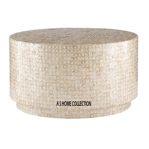 Mesa de centro moderna Base de metal Mesa de Centro Popular redonda Accesorios para muebles Material de nácar - Product Image 2