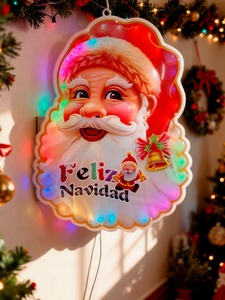 36 LED Focos de Plástico Decoración de Navidad Luminosa Adorno Papá Noel Figura Santa Claus Mensaje Feliz Navidad 30 cm Navidad - Product Image 4