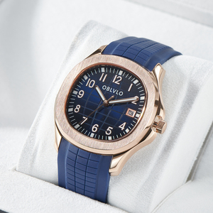 Oblvlo Đồng hồ thể thao Analog tự động hiển thị ngày dạ quang dây cao su màu nâu Thiết kế thời trang đồng hồ thường ngày FM-SL - Product Image 2