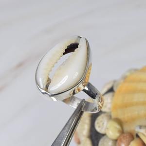 Natural Cowrie Shell Bezel Setting 925 Sterling <b>Silver</b> AAA-grade Gemstone Handmade Designer <b>Ring</b> for <b>Men</b> Women Party Wholesale - Product Image 1