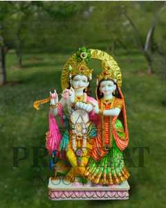 Statue de Shri Radha Krishna debout, traditionnelle pour le temple, le jardin, la prière, cadeau, qualité supérieure, marbre blanc pur, sculpté à la main - Product Image 1