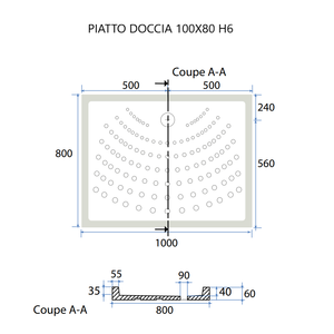 KORICINI Matera CM 100x80 H 6 Piatto Doccia Moderno Antiscivolo in Ceramica per Forniture Bagno Prodotto in Italia - Product Image 2