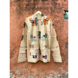 100% coton Animal Cut Work Jacket Style Kantha Jacket Multi-Color Handmade Ethnic Printed Designer - Product Image 4