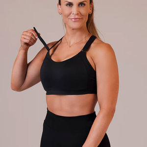 Soutien-gorge de sport push-up en maille simple et sexy pour femmes grandes tailles, soutien moyen, bonnets amovibles, cristal frontal, sans couture, extérieur - Product Image 4