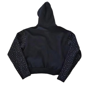 Unisex Star Rhinestone Zip up hoodies 100% algodón Casual chaqueta de invierno-Mujer/Hombre al por mayor - Product Image 2