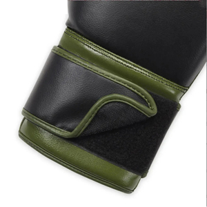 Gants de boxe en cuir noir et vert avec fermeture Velcro, respirants, équipement d'entraînement pour adultes - Product Image 4
