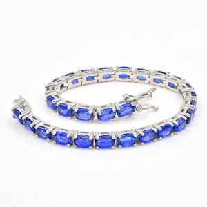 6x4 MM Natural Kyanite <b>Bracelet</b> Crafted From 925 <b>Solid</b> Sterling <b>Silver</b> Wholesale Jewelry Pretty Oval Shape Cabs Tennis <b>Bracelet</b> - Product Image 1