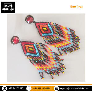 Pendientes Hechos a Mano con Cuentas para Mujer, Estilo Bohemio, Mexicano, Coloridos, Grandes, Largos, con Borlas y Cuentas de Semillas - Product Image 3