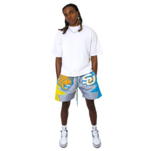 Camiseta de algodón de color contrastante de gran tamaño con pantalones cortos a juego, Camiseta de algodón peinado con logotipo personalizado y ropa sublimada, conjunto de pantalones cortos para hombre - Product Image 1