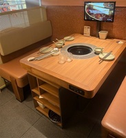 Ensemble de table pour hot pot chinois, table de hot pot sans fumée commerciale avec cuisinière à induction intégrée, table de repas pour restaurant