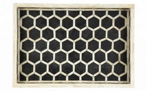 Dernière vente la plus chaude 2024 plateau de service en résine d'incrustation d'os rectangulaire noir plateau d'incrustation d'os de service au chocolat par décor royal mrt - Product Image 3