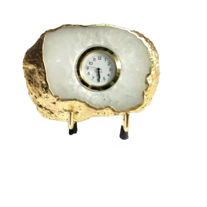 El último producto de 2024 Atractivo reloj de posavasos de ágata blanca Rodajas de cristal a la venta Comprar en línea de cristales Amayra Export India - Product Image 1