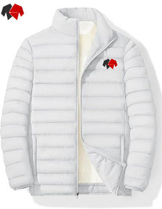 แจ็กเก็ตขนเป็ดคอปกตั้งสำหรับผู้ชายสไตล์ลำลองสำหรับฤดูหนาวผ้าทอและการออกแบบโลโก้ด้านหน้าแบบกำหนดเอง - Product Image 1