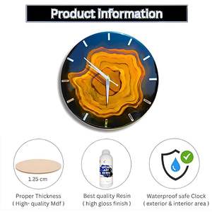 Luxury Handmade Resin Ocean Theme Modern Waterproof Oversized Mechanical <b>Battery</b> Powered Night <b>Light</b> Wedding Home <b>Wall</b> Clock - Product Image 5