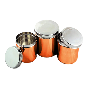 Contenedor de almacenamiento de medicamentos hecho a mano de latón de color dorado con tapa Contenedor de forma redonda del fabricante de la India - Product Image 2