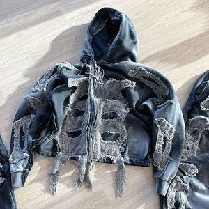 ชุดวอร์มผู้ชายสไตล์วินเทจคุณภาพสูงสำหรับฤดูหนาว ลายปักแบบดิสเทรส ชุดเซ็ตเสื้อฮู้ดและกางเกงขายาว ผ้าฝ้ายออร์แกนิค 100% แห้งเร็ว - Product Image 2