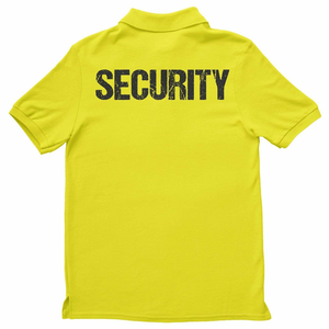 Chemise POLO unisexe personnalisée pour personnel professionnel jaune et bleu marine à manches courtes pour uniformes de sécurité d'été - Product Image 3