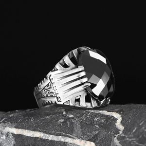 Azuris Turkish-Made 925 Sterling Silver Men's <b>Ring</b> Original Ottoman Style with Natural Stone VALKH1992 - Product Image 2