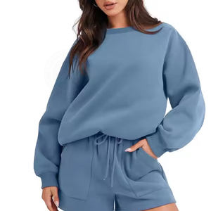 Ladies Comfy Hoodie Short Set Oversized Sweatshirt Shorts Sweatsuit Matching Women Loungewear Set Fall Tracksuits Short Set - Product Image 1