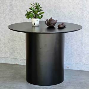 BA68180 100cm Round <b>Dining</b> <b>Table</b> Black Painted Rubberwood Convertible Wooden Furniture for Home or Hotel Use Assembled - Product Image 5