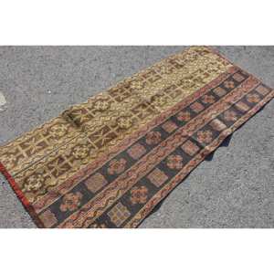 Alfombra de algas marinas marrón y naranja Vintage, 3,1x7,1 pies, área grande turca clásica, retales abstractos para pasillo, alfombra para habitación - Product Image 4